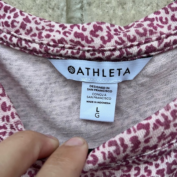 Athleta Women’s Large Micro Cheetah Bashful Rose Sleeveless Breezy Tank Top - Picture 4 of 8